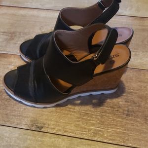 Susina sandals or wedges leather and cork 7.5